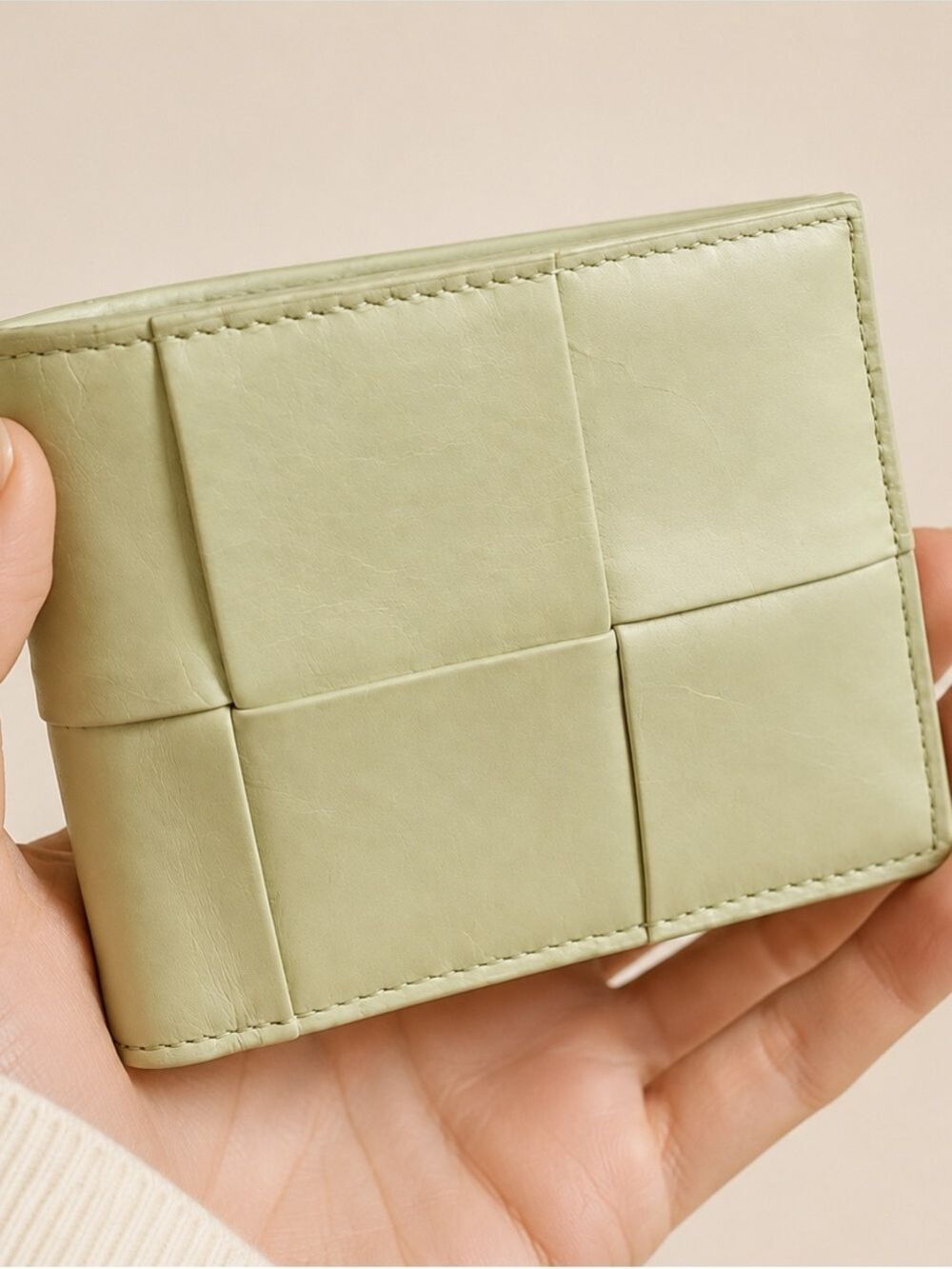 Bottega Veneta Cassette Maxi Intrecciato Bifold Wallet Pale Lime